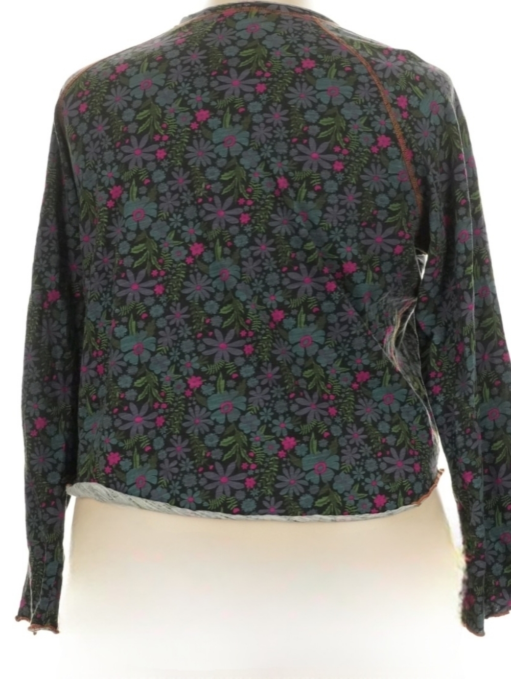 NATURAL LIFE Dark Green Floral Long Sleeve Crewneck Shirt - Picture 6 of 8
